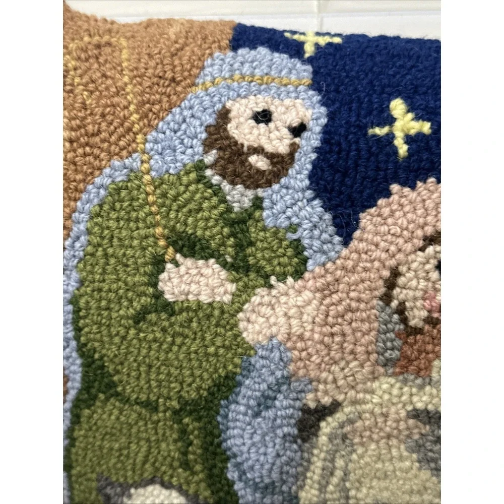 Susan Winget Wool Hook 16x20‎ Nativity Scene Pillow Soft Side
